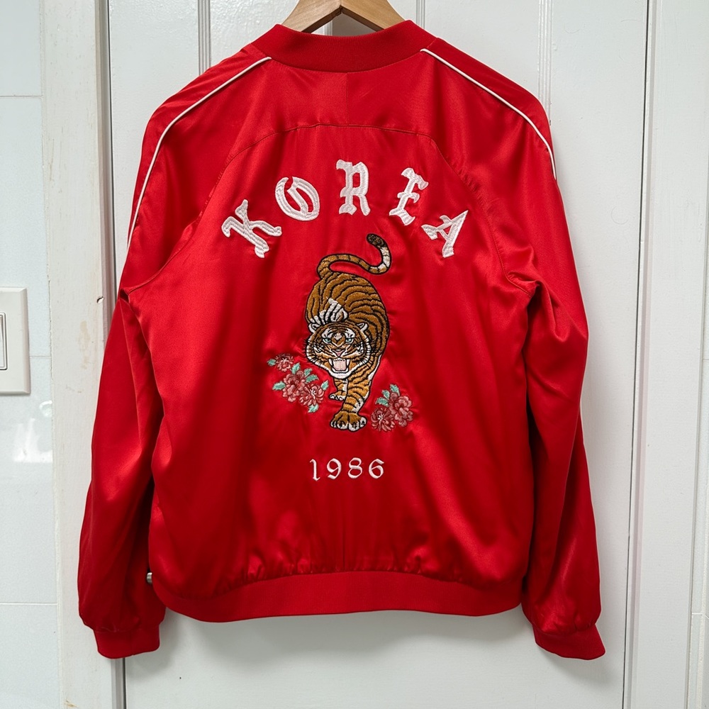 Forever 21 Korea Embroidered Satin Jacket